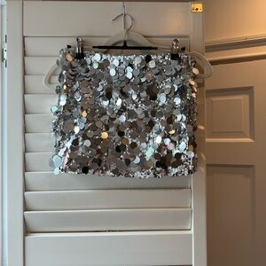 Silver sequin mini skirt